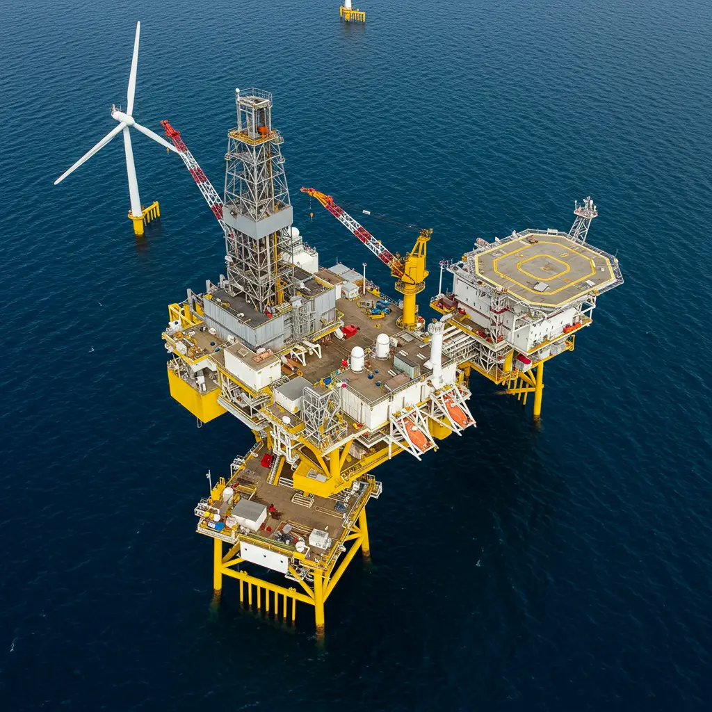 oil rig with wind farm